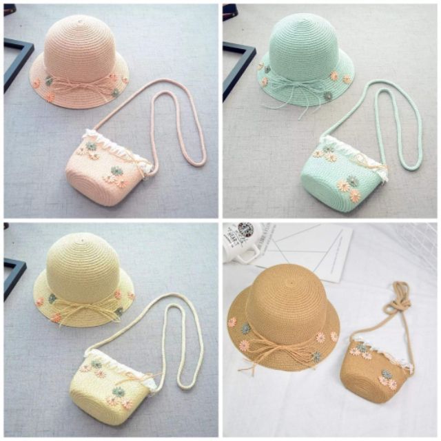 nón cói bé gái màu pastel kẹo ngọt