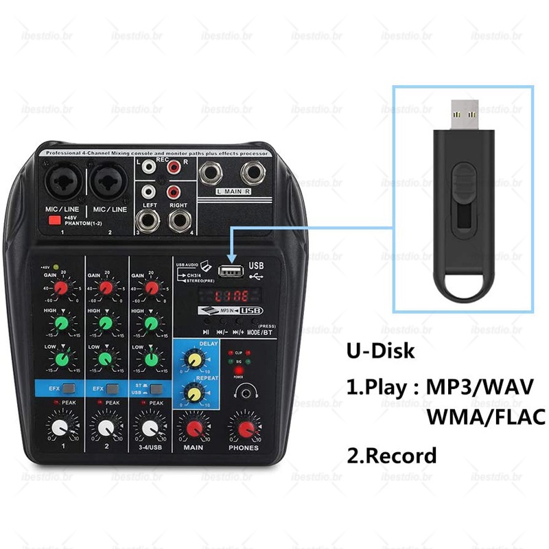Bảng Điều Khiển Âm Thanh DJ Live KTV 4 Kênh Nhỏ Gọn