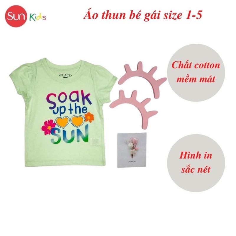 Áo thun cho bé gái, áo phông bé gái chất cotton mềm mát, size 1 - 5 tuổi - SUNKIDS1