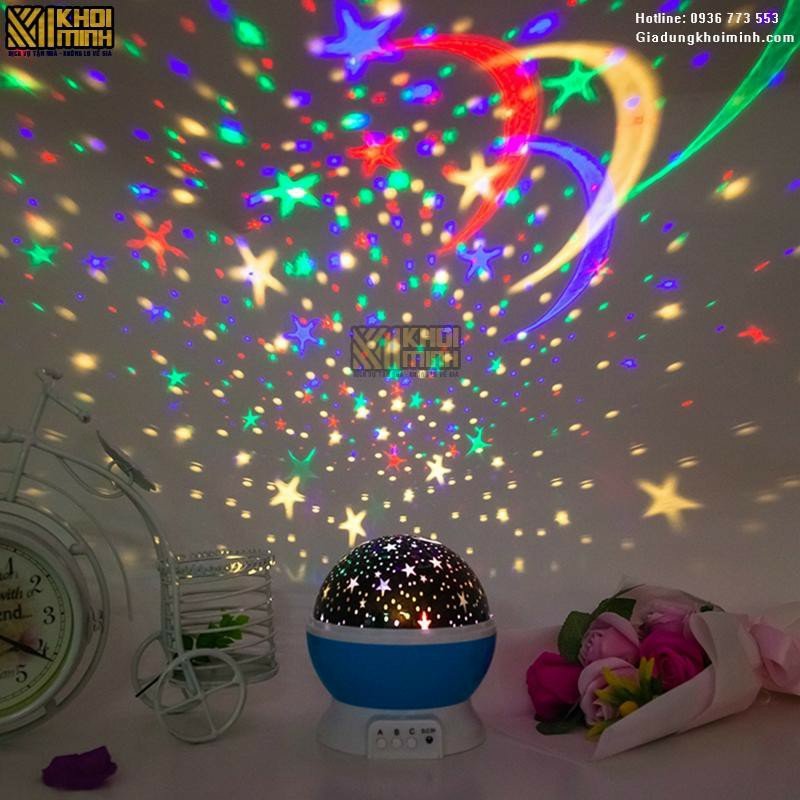 Đèn ngủ chiếu ngàn sao 3d độc đáo xoay 360 độ siêu lung linh , đèn noel xoay tự động