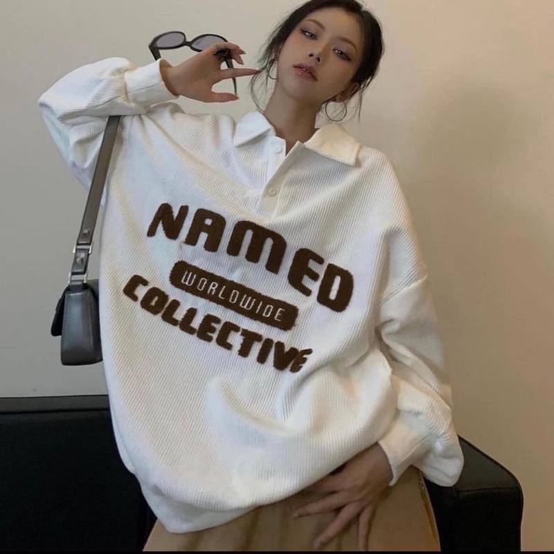 Áo Nỉ Polo Tay dài “ NAMED “ Form rộng Unisex chất nỉ xịn mịn êm siêu đep siêu ấm ( Ảnh + Video thật 100% )