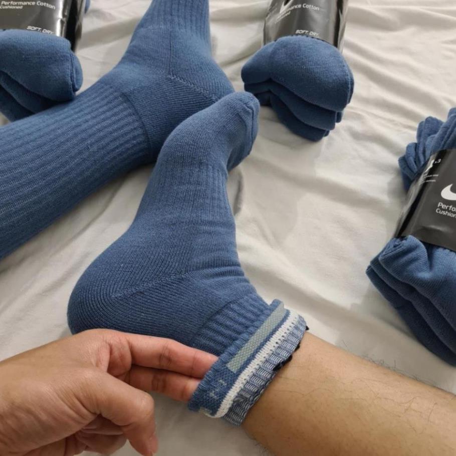 Pack 3 đôi tất thể thao Nike cao cổ màu Blue bền đẹp thấm hút mồ hôi, dày dặn thoải mái