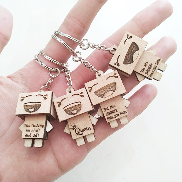 Móc khóa gỗ Danbo ✅ FREESHIP  Có video thật  Móc khóa gỗ Danbo nhiều mặt - Phát Huy Hoàng