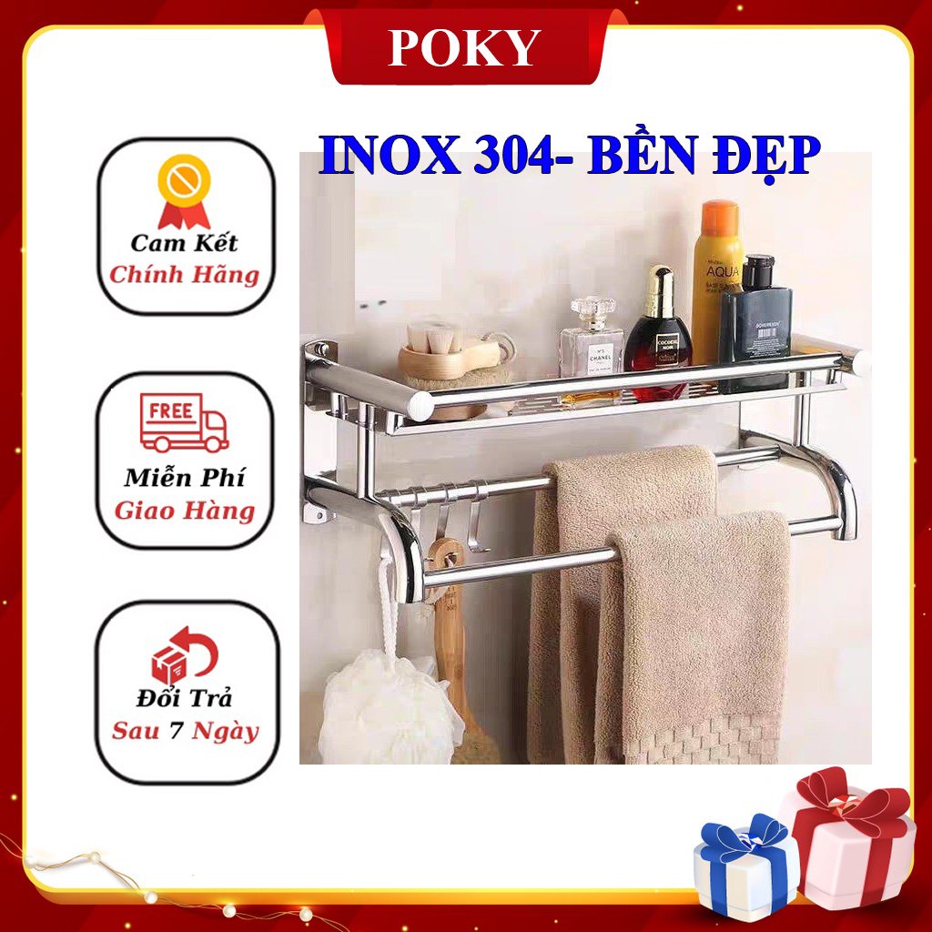 Giá treo khăn 2 tầng chất liệu inox 304, giúp nhà tắm SANG TRỌNG HƠN