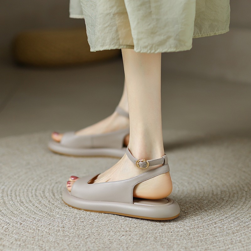 Xăng đan IELGY mũi tròn màu trơn thoải mái thời trang đi biển cho nữ