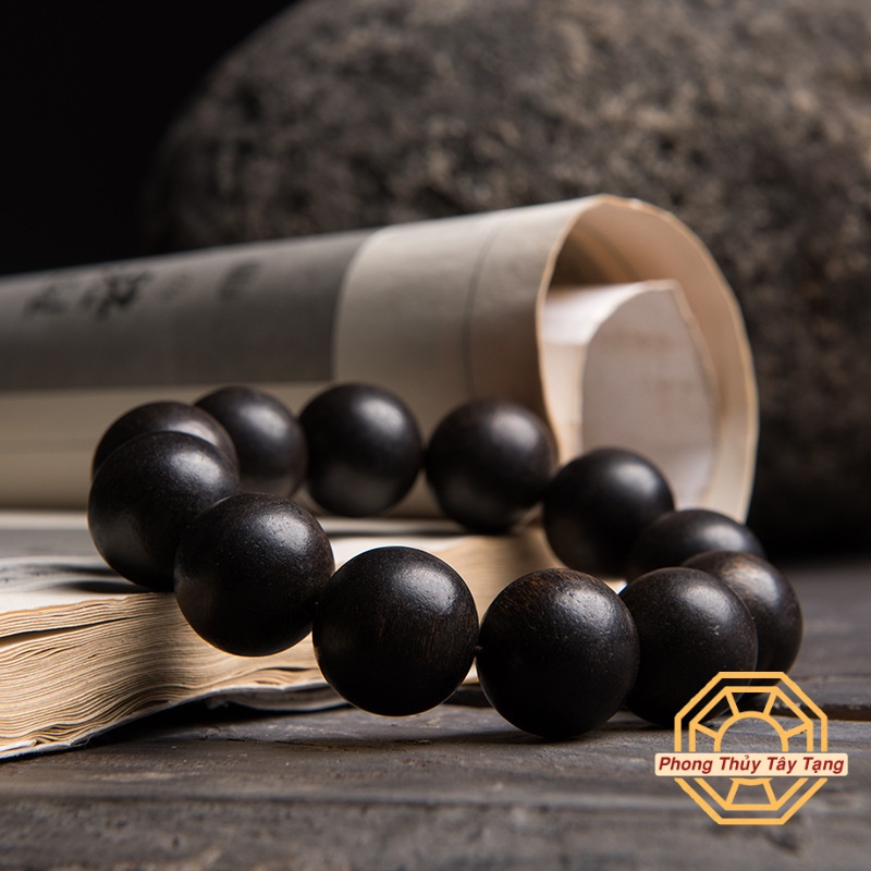 Vòng tay phong thủy, Vòng Gỗ Mun Hoa mang lại Bình an May mắn - [TẶNG TÚI GẤM] - Phong Thủy Tây Tạng