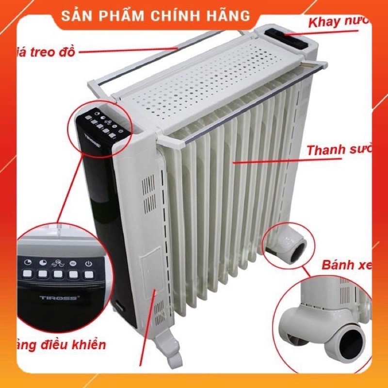 [Hỏa tốc 1H] Máy sưởi dầu Tiross 11 thanh TS9212 | TS9213 | TS9215 | TS9218 - Có khiển, Hàng chính hãng - BH 12 tháng