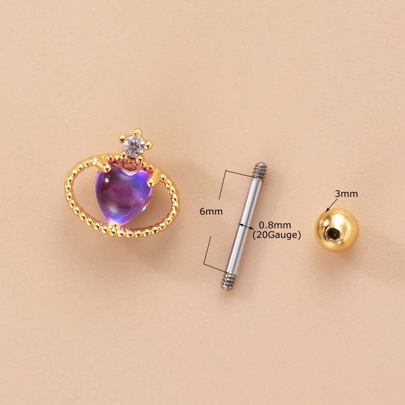 1 Khuyên Tai Hình Trái Tim Bằng Thép Không Gỉ 316L