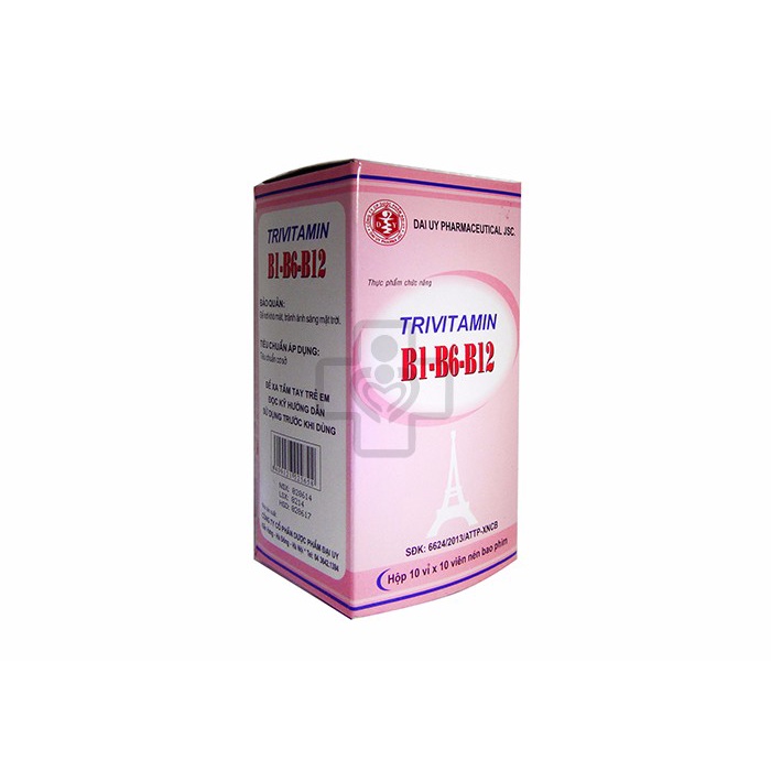 Trivitamin 3B B1- B6 - B12 hộp 100 viên nén - Bổ sung vitamin B1- B6 - B12