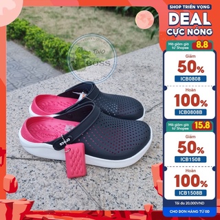 Dép Cross Literide Nam Nữ màu ĐEN đế đỏ, Hàng Việt Nam Xuất Khẩu full tag hãng