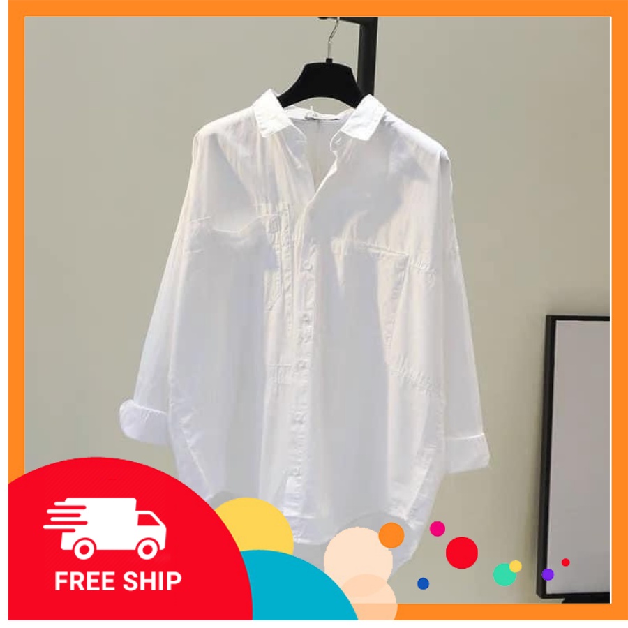 Áo Sơ Mi Trắng Cánh Dơi Form Rộng Phong Cách Hàn Quốc - Sỉ Ngọc Tâm