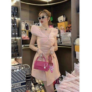 Đầm váy nữ họa tiết 2 màu phối lưới sang chảnh ( có mút ngực, có lót ) thanh lịch trẻ trung dự tiệc