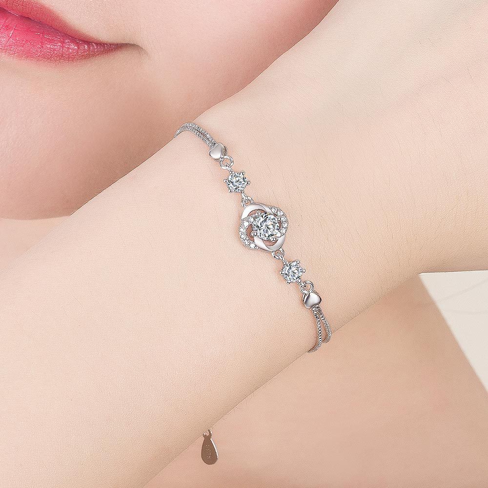 Vòng Tay Hoa Cỏ May Mắn Mạ Bạc 925