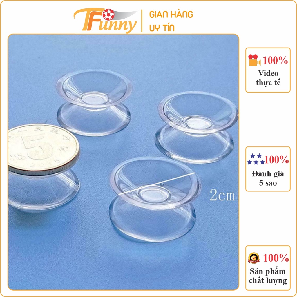 Bộ 4 Cốc Hít Kính 2 Mặt 2cm 3.5cm , Miếng Nhựa, Núm Nhựa Cao Su, Nút Hít Kính Kê Mặt Bàn