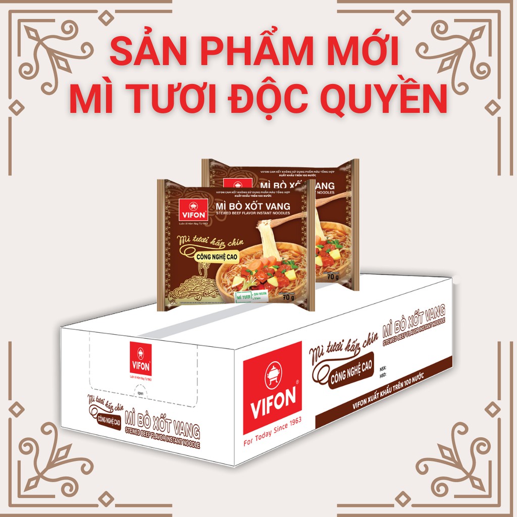 [SẢN PHẨM MỚI] Thùng 30 Gói Mì Tươi VIFON vị Sốt Bò Vang (70gr/Gói)