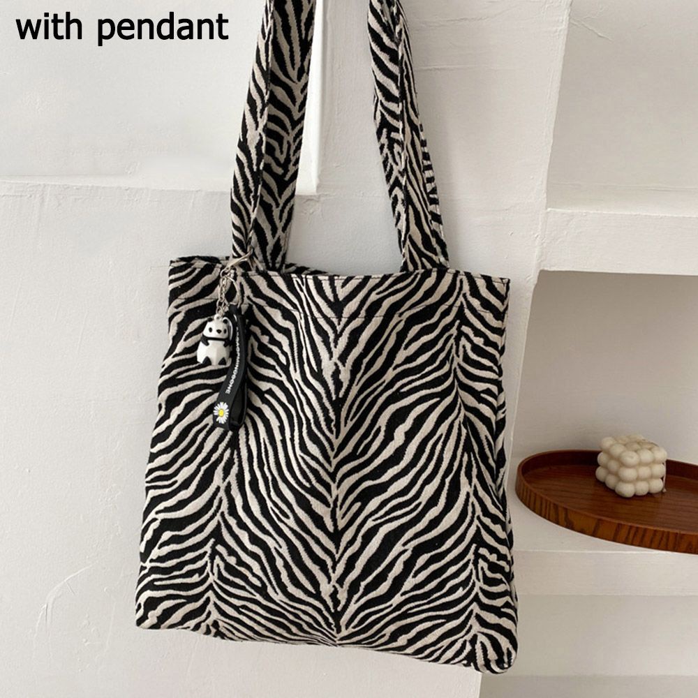 Túi xách vải canvas họa tiết ngựa vằn thời trang dành cho nữ