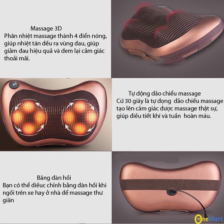 Gối Massage Hồng Ngoại 8 Bi - gối massage cổ vai gáy- bảo Hành 1 Đổi 1 Trong 7 Ngày