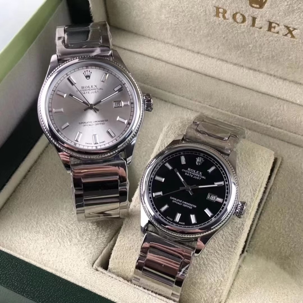 Rolex Đồng Hồ Đeo Tay Thạch Anh Tròn Bằng Thép Silica gel Chống Nước Cổ Điển Sang Trọng Cá Tính Cho Cặp Đôi Xu Hướng Thời Thượng