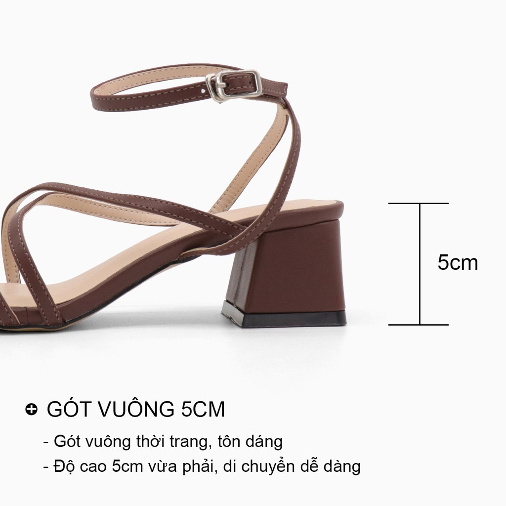 Sandal nữ cao gót 5p quai mảnh dây chéo gót vuông mũi vuông thời trang đẹp cao cấp bAimée &amp; bAmor - MS1679