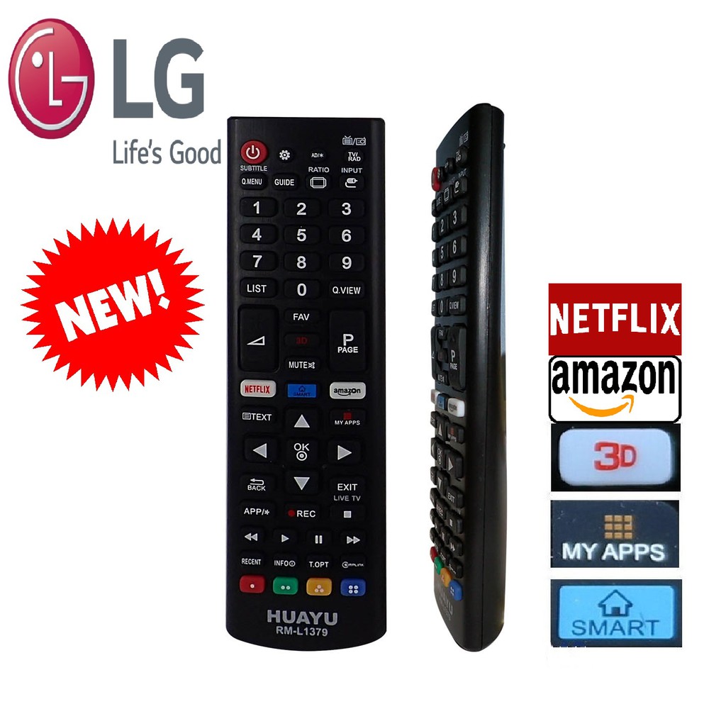 REMOTE ĐIỀU KHIỂN TIVI LG SMART NGẮN RM-L1379 (NETFLIX-AMAZON-SMARTS-MYAPPS)