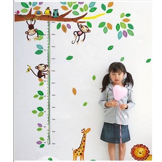Decal dán tường thước đo khỉ con thước đo chiều cao cho bé có sẵn keo dễ dán BINBIN TĐ19