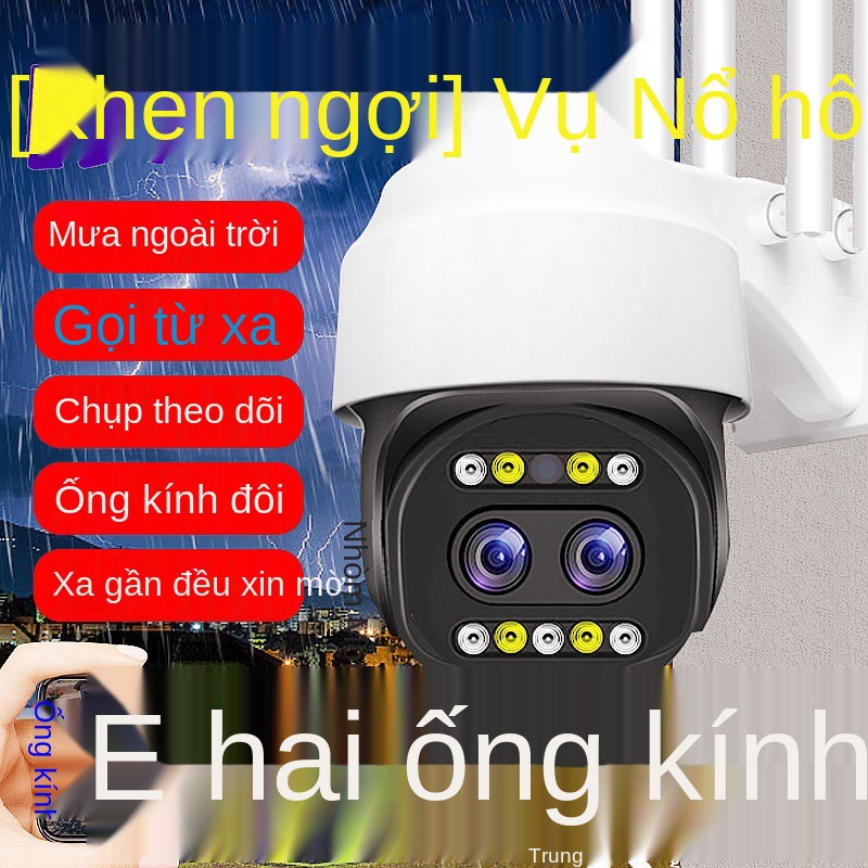 ✤Camera quan sát 4G không dây ngoài trời độ nét cực cao kết nối không dây toàn cảnh 360 độ với điều khiển từ xa của điện