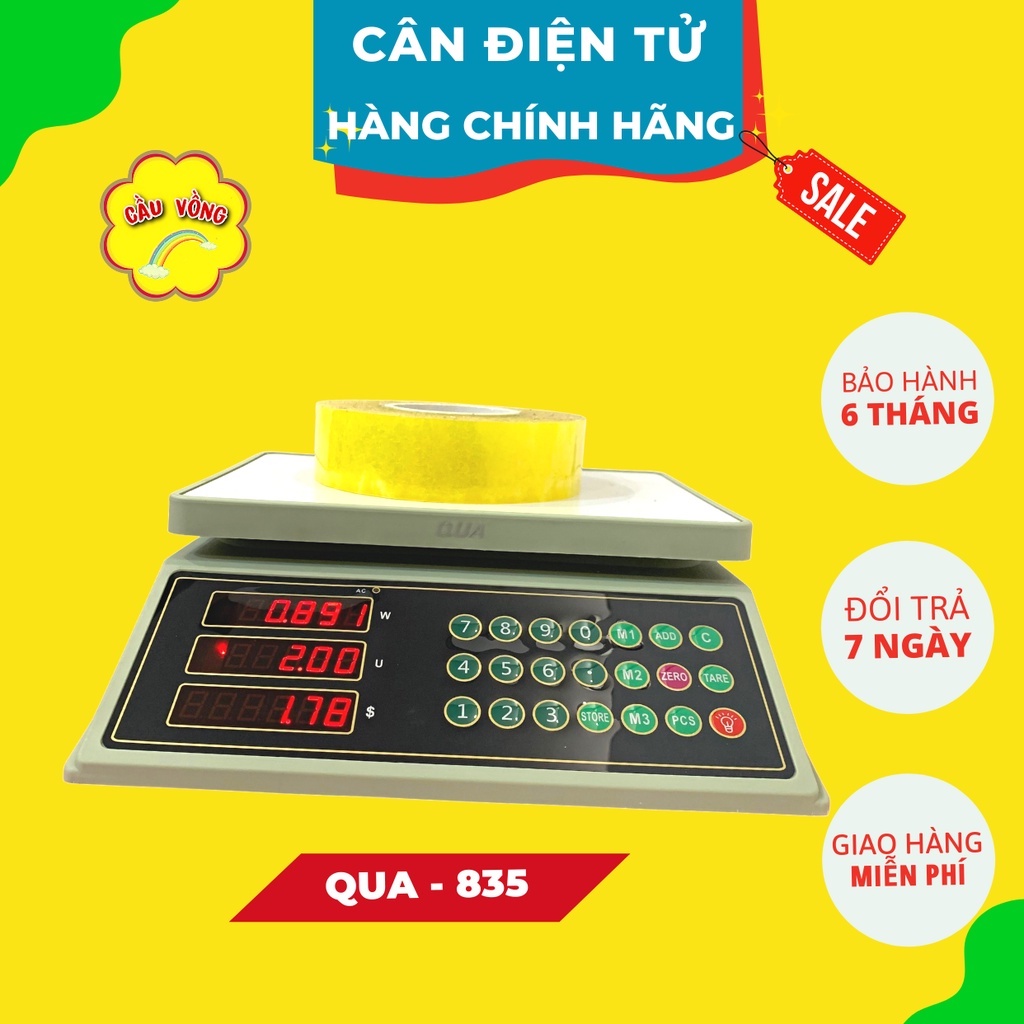 Cân chính hãng, cân điện tử tính tiền Chống Nước 40kg loại cao cấp [QUA-835], Bảo hành 12 tháng