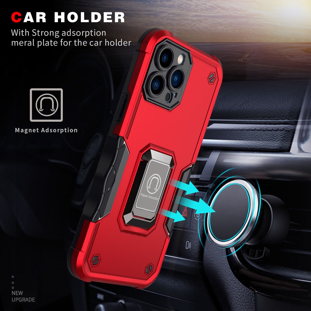 Metal Ring Kickstand Armor Shockproof Phone Case For iPhone 14 14 Max 14 Pro 14 Pro Max iPhone 12 iPhone 13 Holder Hard Cover