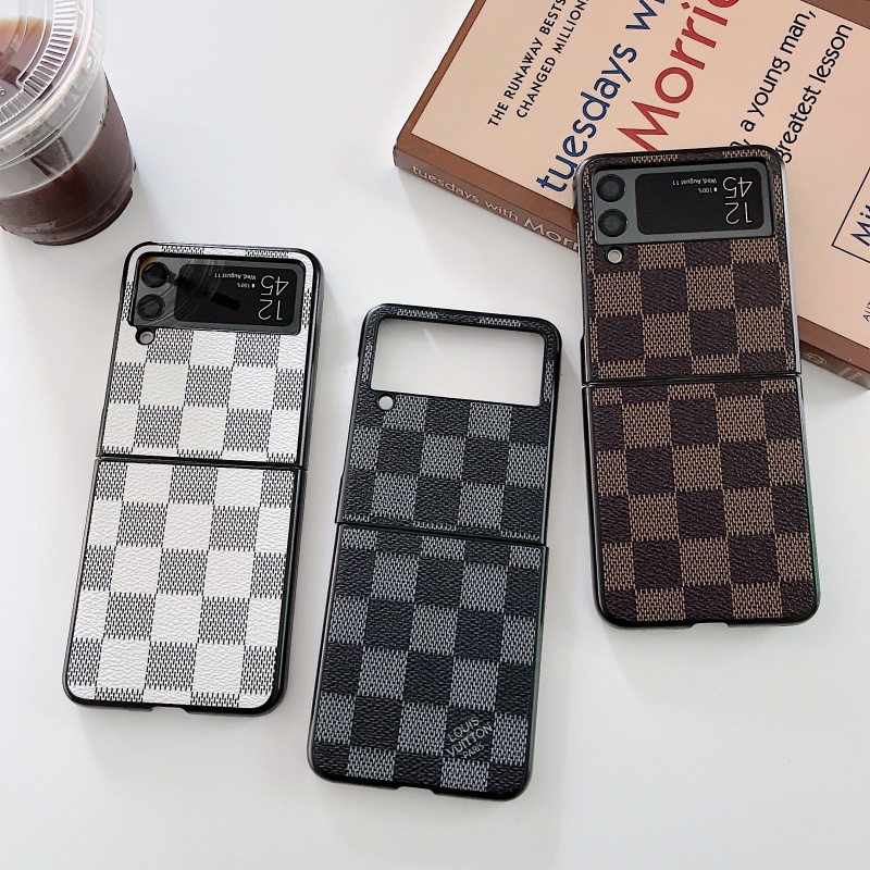 Ốp Điện Thoại Da Dạng Gập Họa Tiết Kẻ Ô Thời Trang Cổ Điển Cho Samsung Galaxy Z Flip 4 3 Flip3 ZFlip4 5G