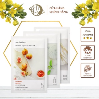 Mặt nạ giấy innisfree {𝑪𝑨𝑴 𝑲𝑬̂́𝑻 𝑪𝑯𝑰́𝑵𝑯 𝑯𝑨̃𝑵𝑮} 20ml-Tre ,Nha Đam,Dưa leo