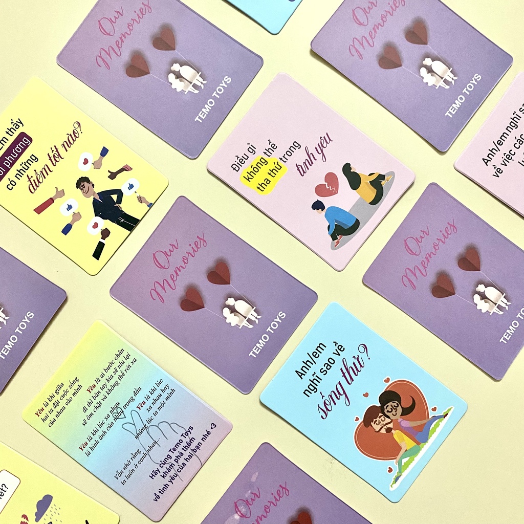 Bộ bài tình yêu thấu hiểu OUR MEMORIES drinking game dành cho các cặp đôi chia sẻ cảm xúc Temo Toys