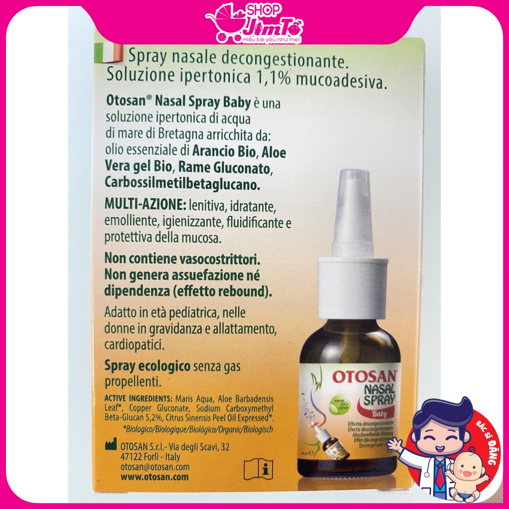 Xịt mũi Otosan Nasal Spray Baby Hạn Chế Viêm Mũi Dị Ứng Viêm Xoang Làm Sạch Mũi Lọ 30ml