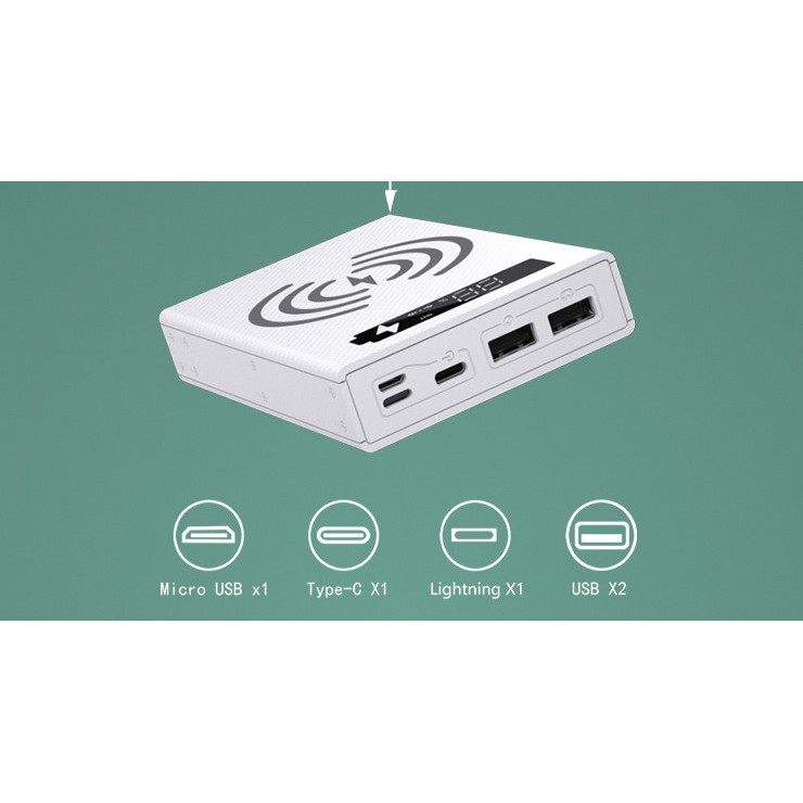 Box sạc dự phòng không dây 5 cell pin 18650