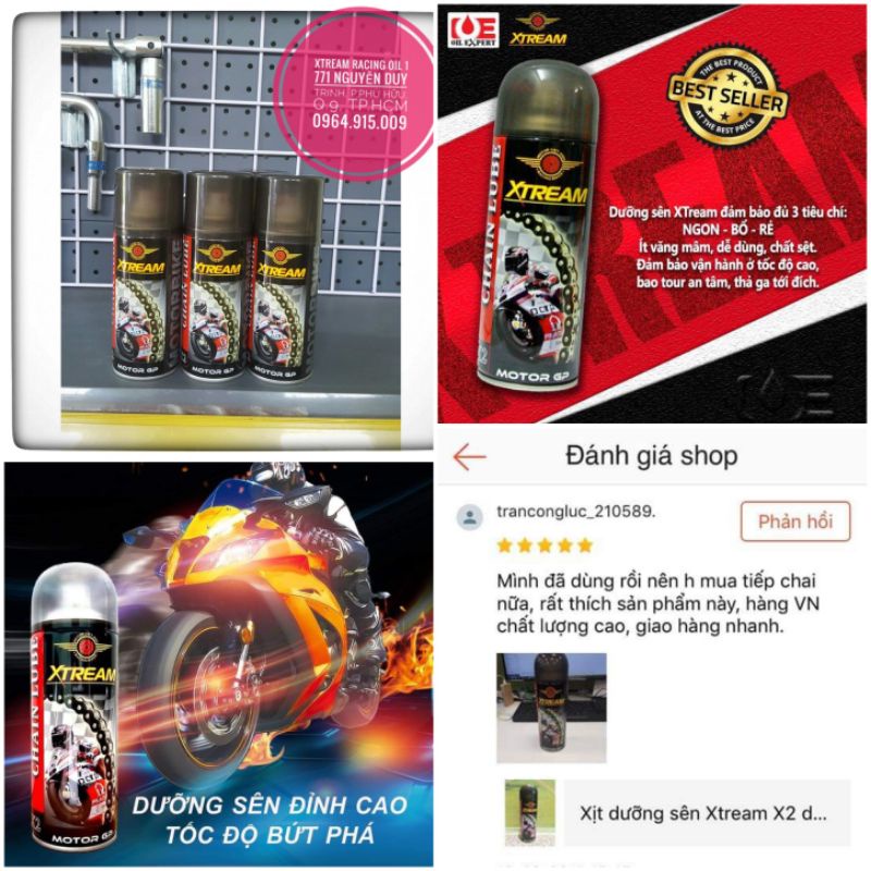 Chai Xịt Bôi Trơn Bảo Dưỡng Sên / Xích Xe Máy Không Văng Xtream 200 ml