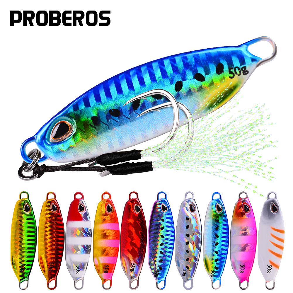 PROBEROS Dã Ngoại Sinking Lure 10g/15g/20g/30g/40g/50g Metal Jig Fishing Lure Lưỡi Câu Mồi Mềm  Phụ Kiện Câu Cá LF108