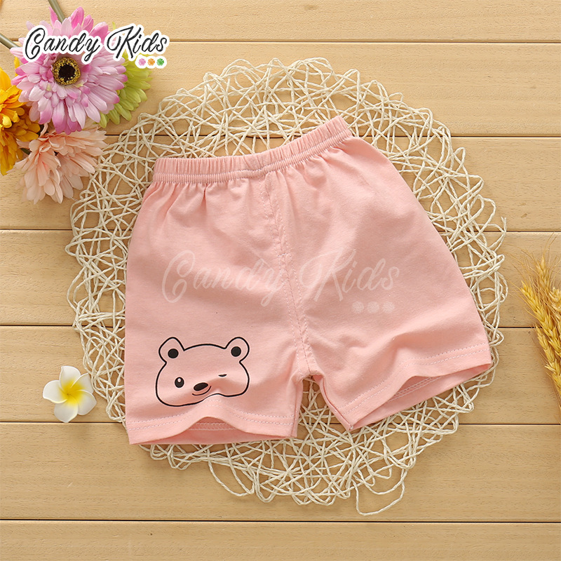 Quần Short Cotton Màu Trơn Kẻ Sọc Xinh Xắn Cho Bé 1-7 Tuổi