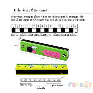 Kèn Harmonica, Đồ chơi Nhạc cụ, Kèn harmonica gỗ, Đồ chơi cho bé
