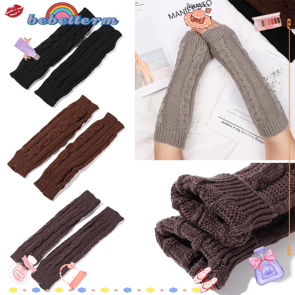 Găng Tay Dệt Kim Hở Ngón Giữ Ấm Nhiều Màu Thời Trang Mùa Đông Cho Nữ