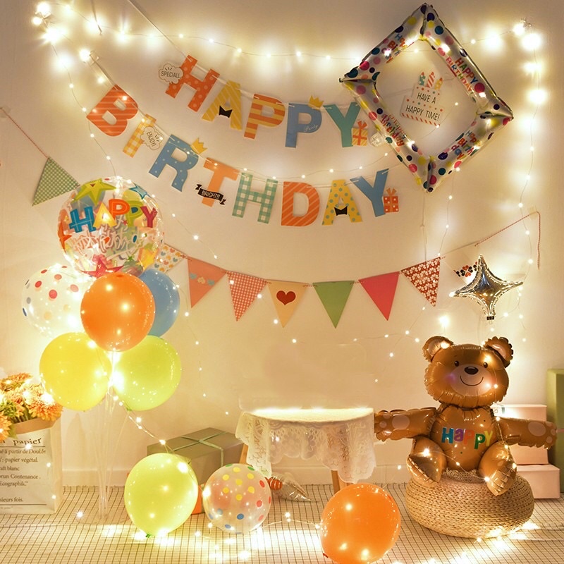 Dây chữ treo happy birthday nhiều màu sắc sinh nhật hàn quốc