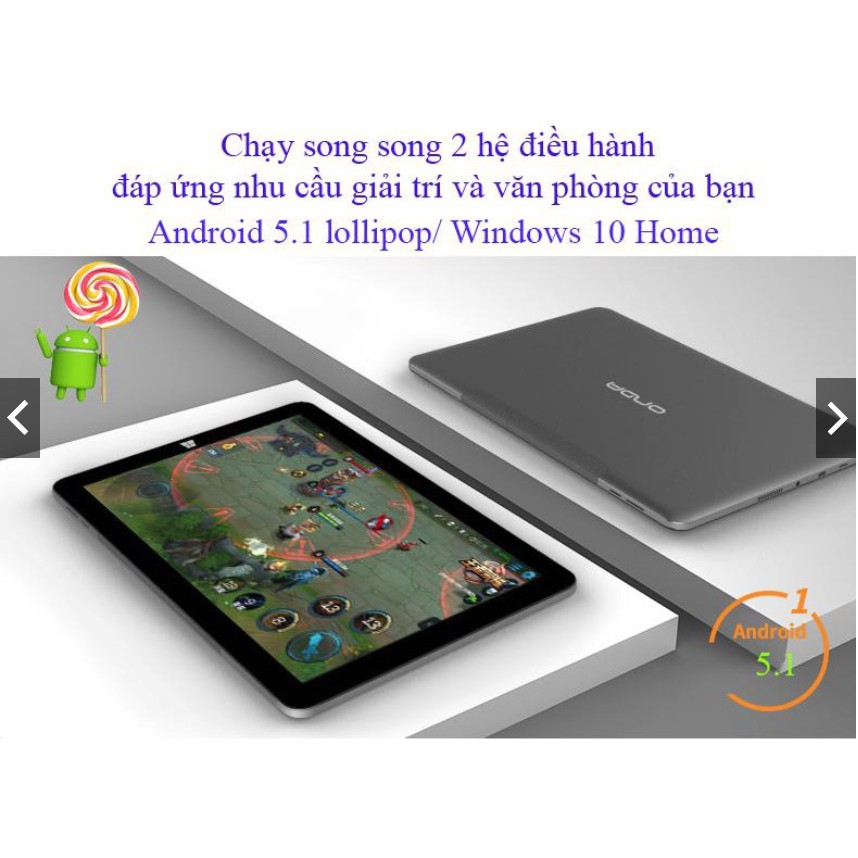 Máy tính bảng 2in1 Tablet Onda oBook20 Plus Ram 4G, 64Gb SSD , 4K Dual Win10/Android (tặng Dock, bút cảm ứng)(Bạc 64GB) | WebRaoVat - webraovat.net.vn