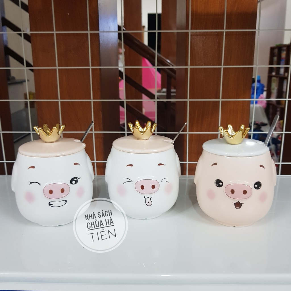 Cốc sứ heo có nắp