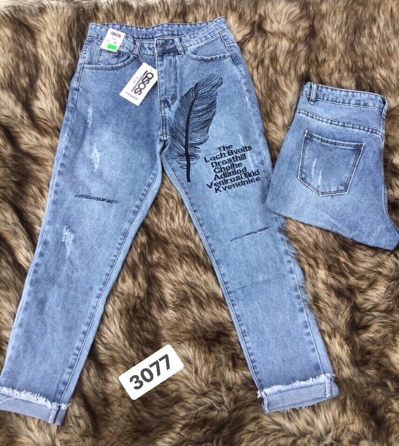 ⚡️Quần Jeans Rách Thêu Hoạ Tiết - 3077