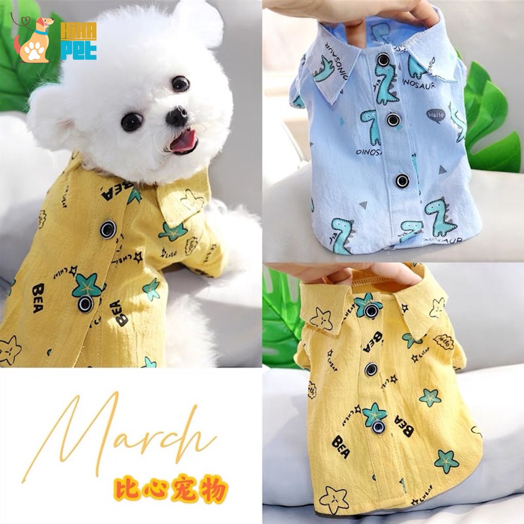 Áo Sơ Mi Khủng Long Ngôi Sao Chó Mèo Quần Áo Thú Cưng Cho Cún Đực Hihapet.