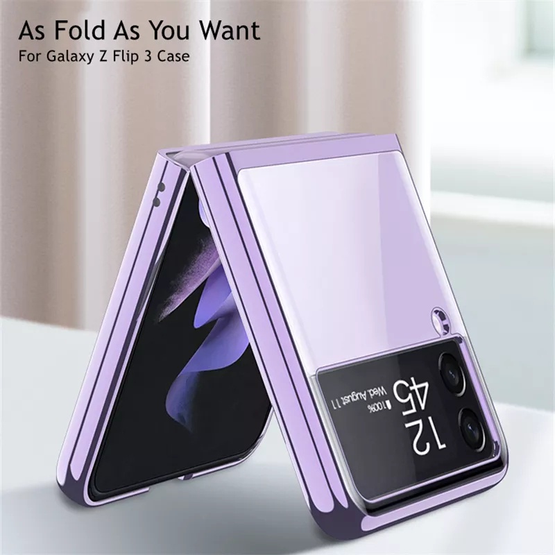 Ốp Điện Thoại Cứng Trong Suốt Mạ Điện Cho Samsung Galaxy Z Flip 3 5G