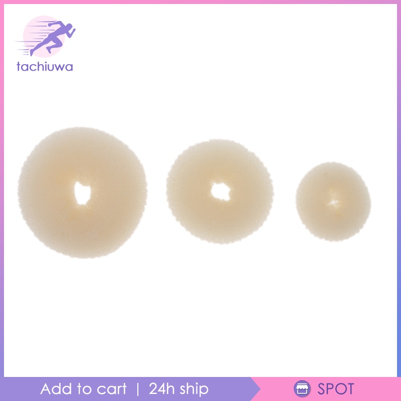 [TACHIUWA]3 Size Hair Donut Hair Bun Makers Rings Mesh Chignon Ballet Bun Hairdonut beige