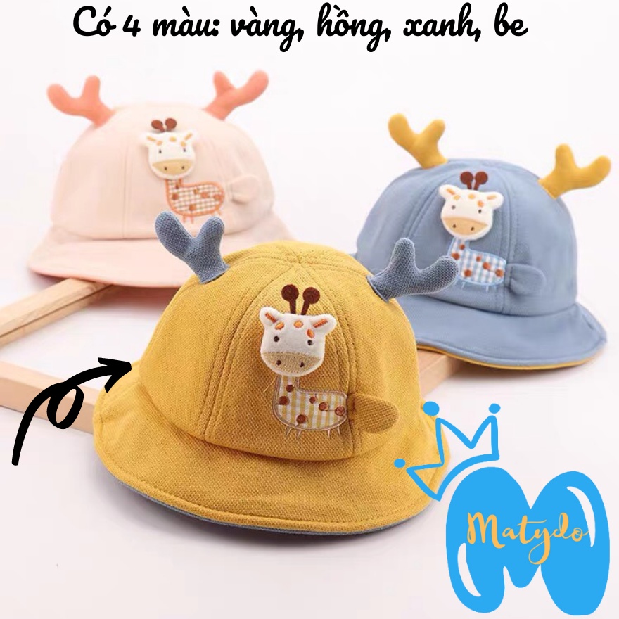 Mũ nón bucket vành tròn cho bé hình hươu cao cổ xinh xắn phụ kiện trẻ em 44-47cm