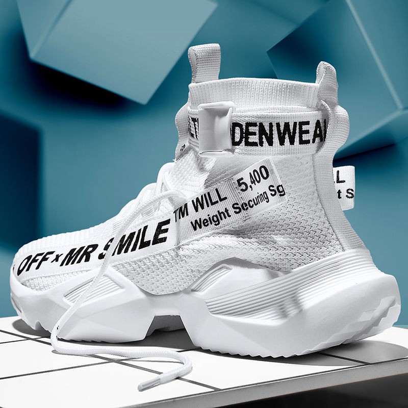 TẶNG lót tăng chiều cao_Giày nam sneaker cao cổ thể thao cao cấp vải lưới đế siêu cao dáng Hàn Quốc 
