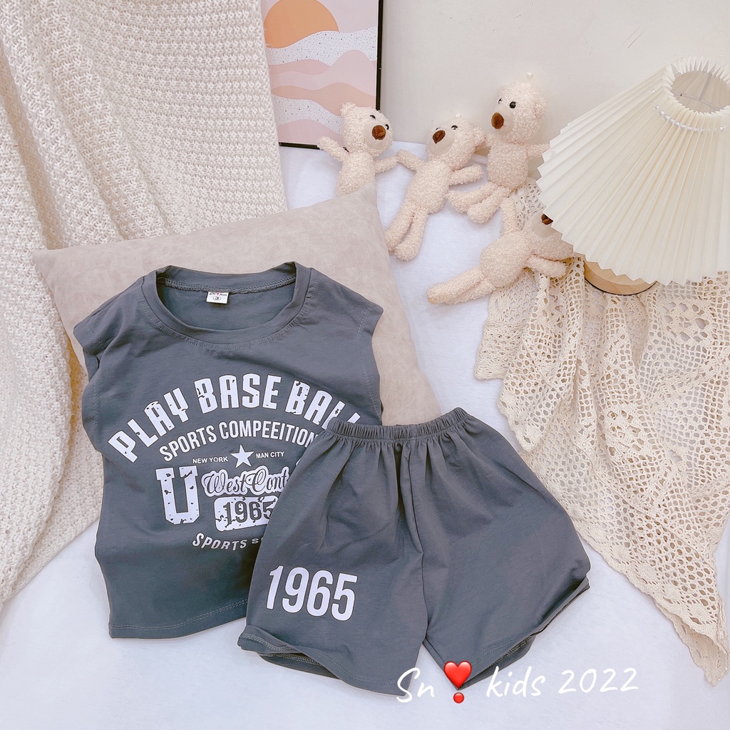 [XẢ HÀNG] Bộ ba lỗ bé trai, bộ quần áo mùa hè chất cotton họa tiết Play Base Ball mềm mát cho bé size 8-20kg