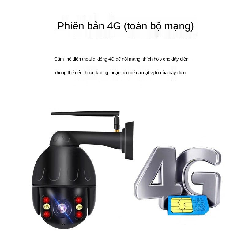 ✽▨Camera quan sát 4G gia đình không cần mạng wifi từ xa ngoài trời độ nét cao nhìn ban đêm 360 điểm chết <