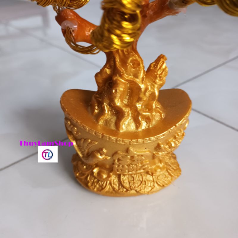 Gốc cây thỏi vàng đế đúc thư pháp long phụng sum vầy làm cây cành vàng lá ngọc, cây tài lộc